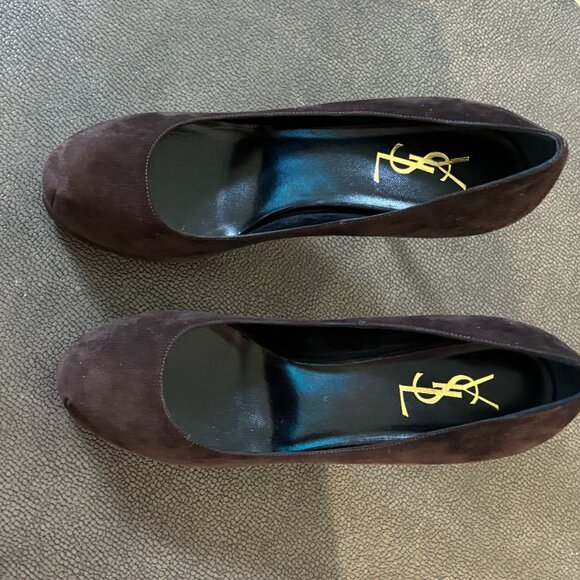 Yves Saint Laurent (YSL) Tribute Brown Suede Pumps - Picture 9 of 12